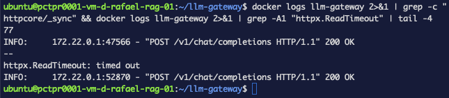 Seventy-seven sync stack frames in the log, and a ReadTimeout sitting between two successful 200 OK responses