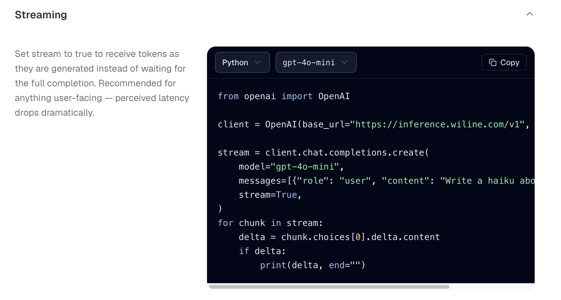 The Streaming example