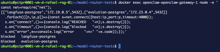 Cross-network probes timing out from inside the OpenClaw container