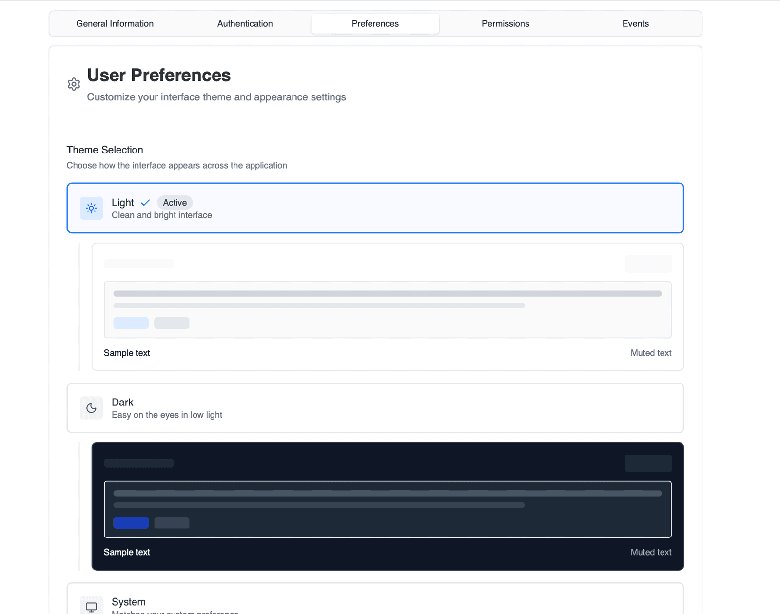 User preferences
