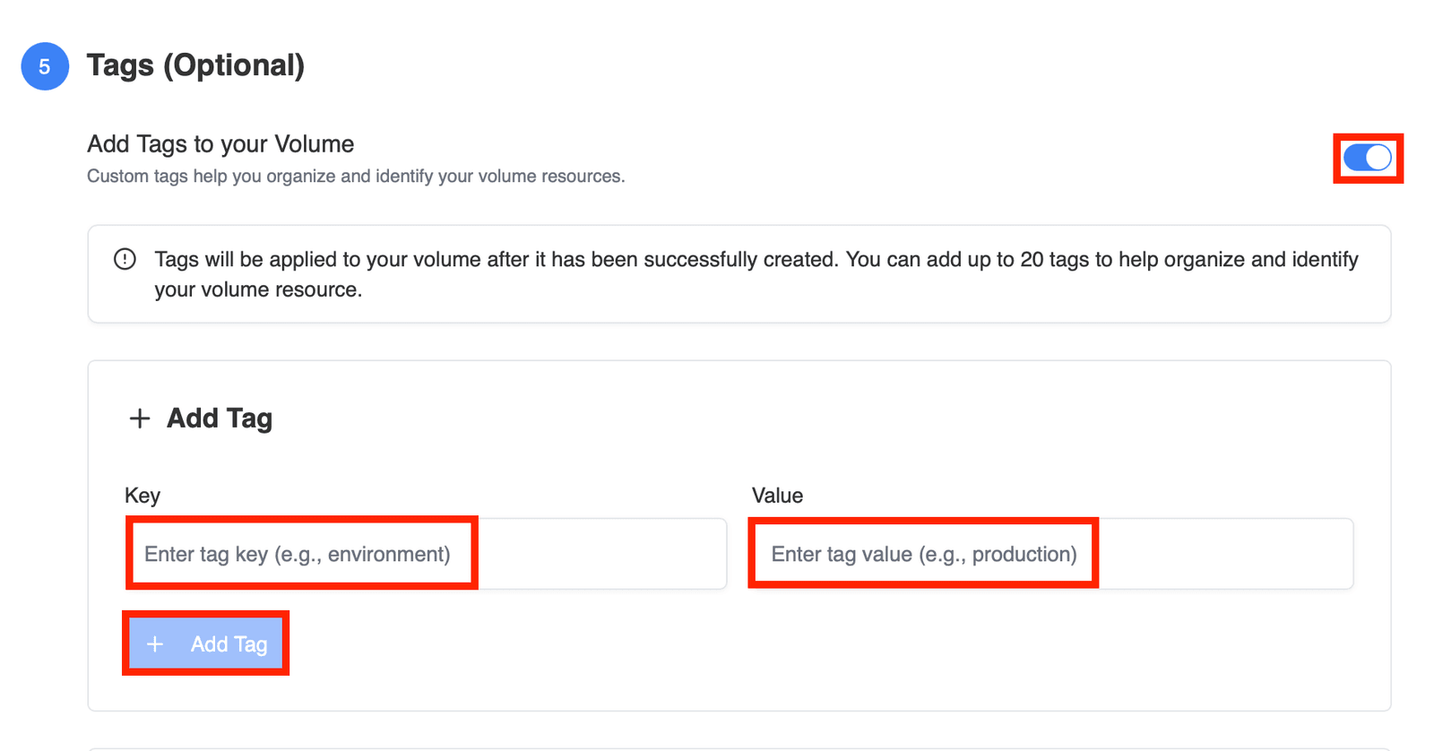 Volume tags
