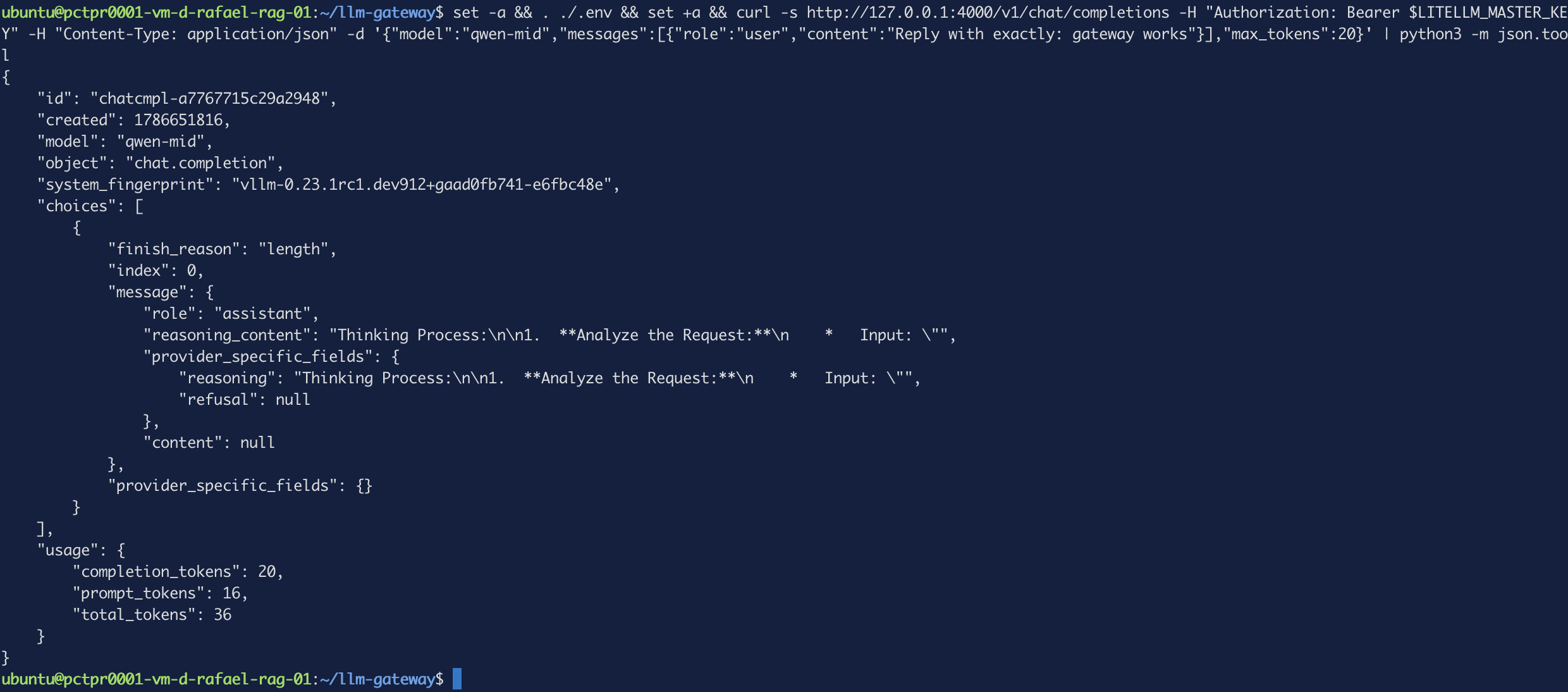 Respuesta cruda con finish_reason length, reasoning_content poblado y content null