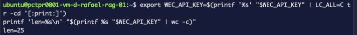 Terminal: comando de eliminación de clave + confirmación de len=25