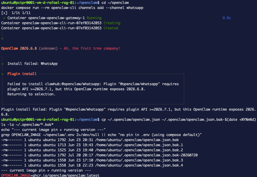 El error de versión en OpenClaw 2026.6.8